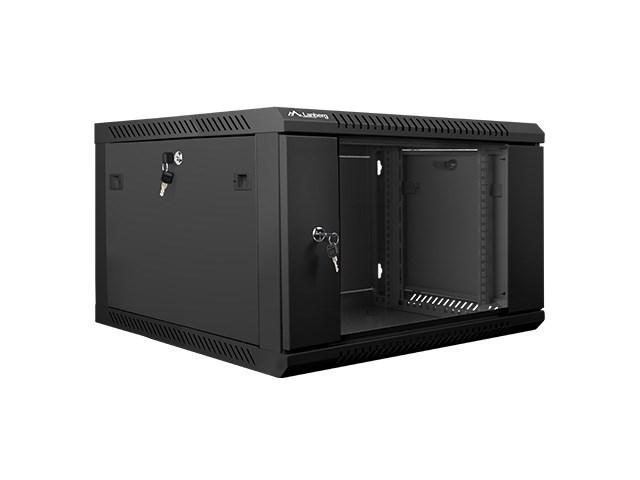 19" vægskab rack Lanberg 6U 60×60 cm - sort med glasdør billede