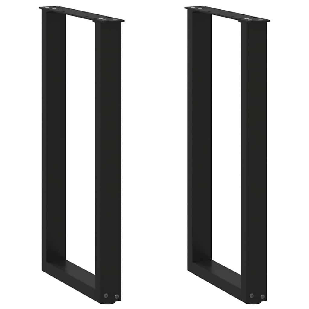 Konsolbordben U-formet - 2 stk., sort stål 38 × (72-73) cm