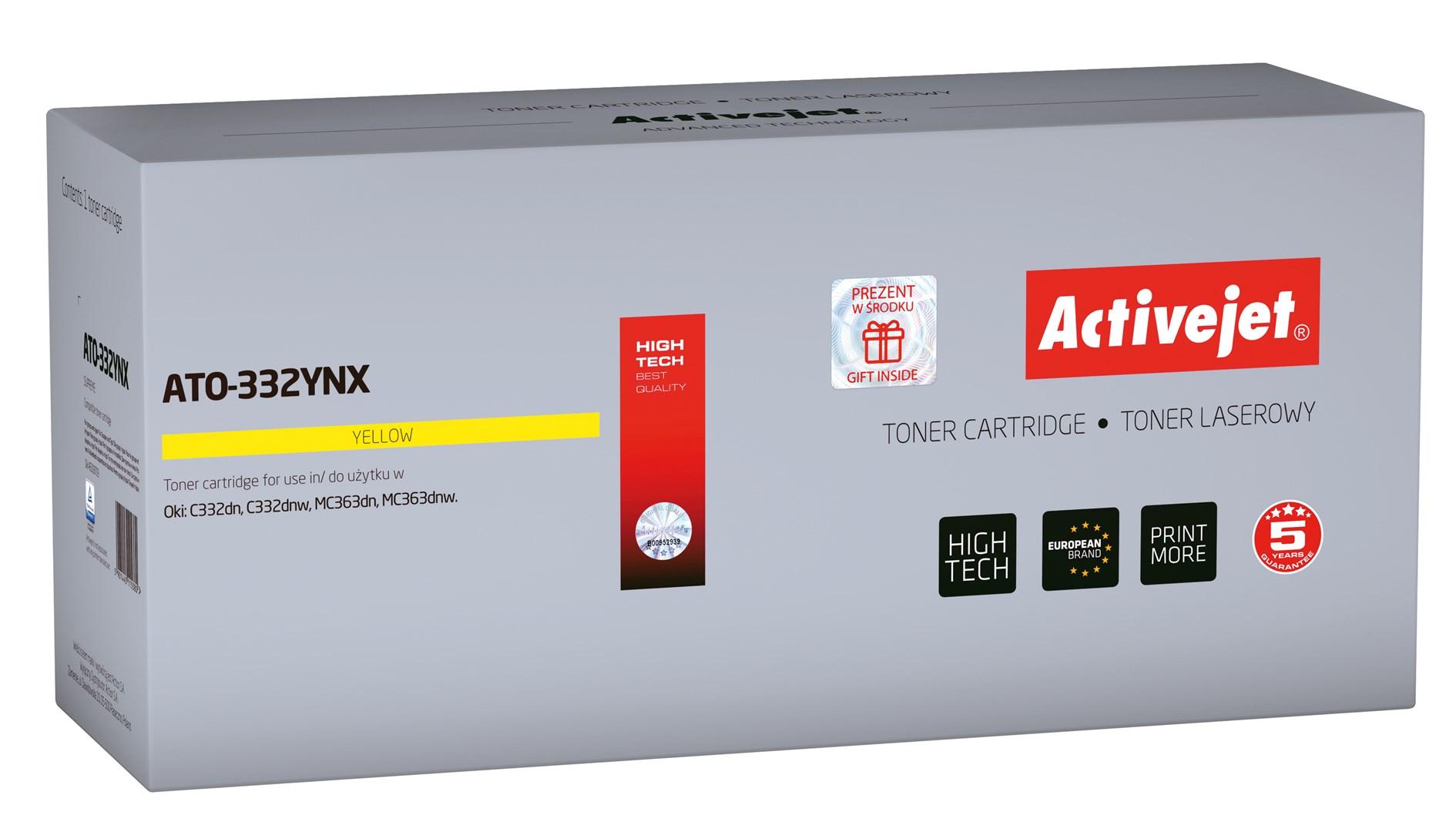 Toner til laserprinter Activejet ATO-332YNX - gul, høj kapacitet (erstatter OKI 46508709)
