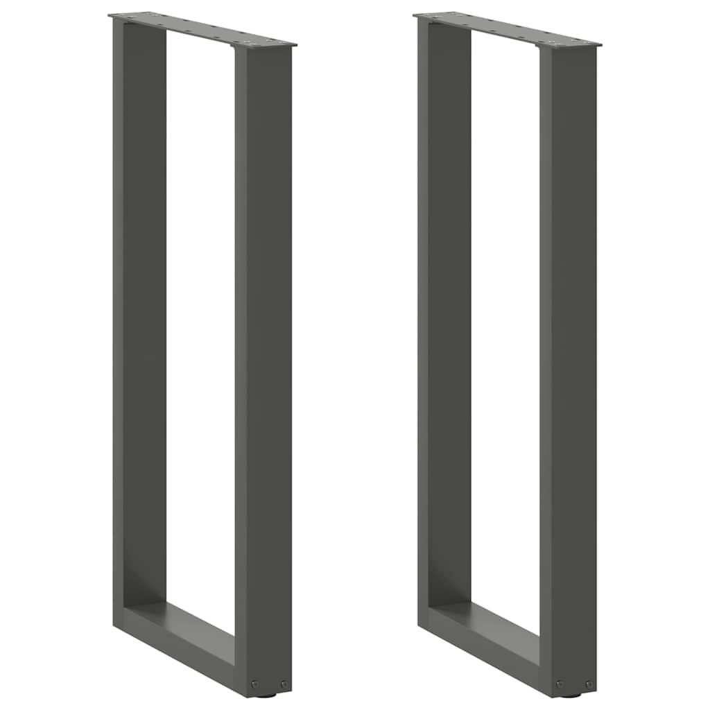 barbordsben U-formet 2 stk. antracit 40x(100-101) cm stål