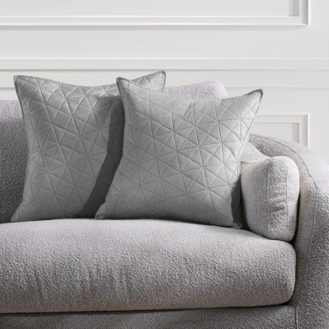 Pudebetræk 45x45 - RESTILO Laila, grå, præget fløjl polyester (sæt á 2)