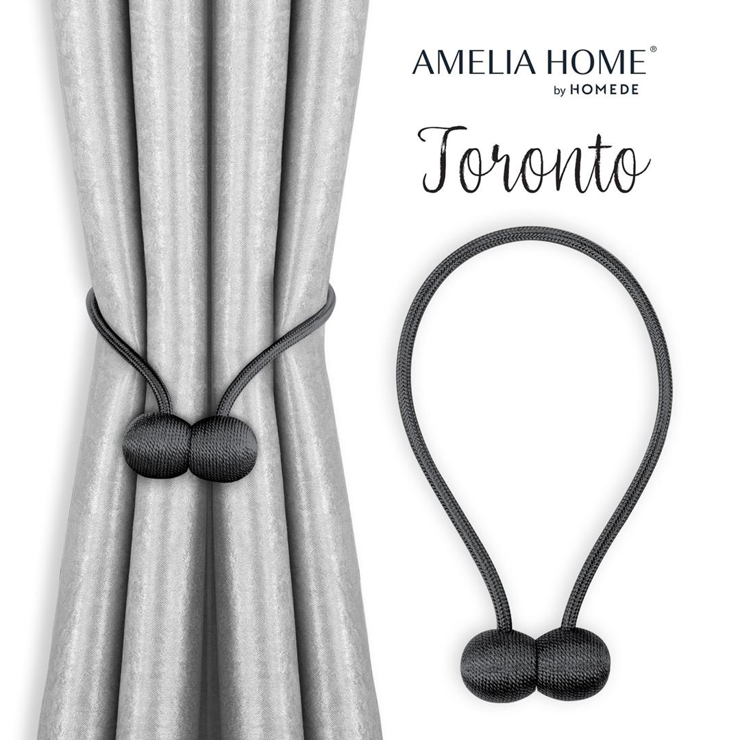 Gardinstropper med magnet - Amelia Home Toronto, sort (2 stk)