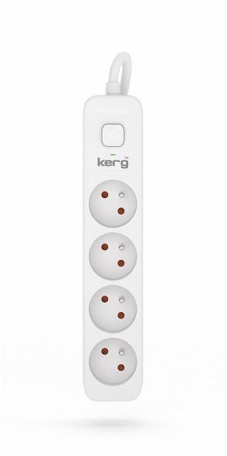 Kerg Przedluzacz KERG z wylacznikiem-4 gniazda-bialo-szary-1,5m-16A-H05VV-F-3x1,5mm2