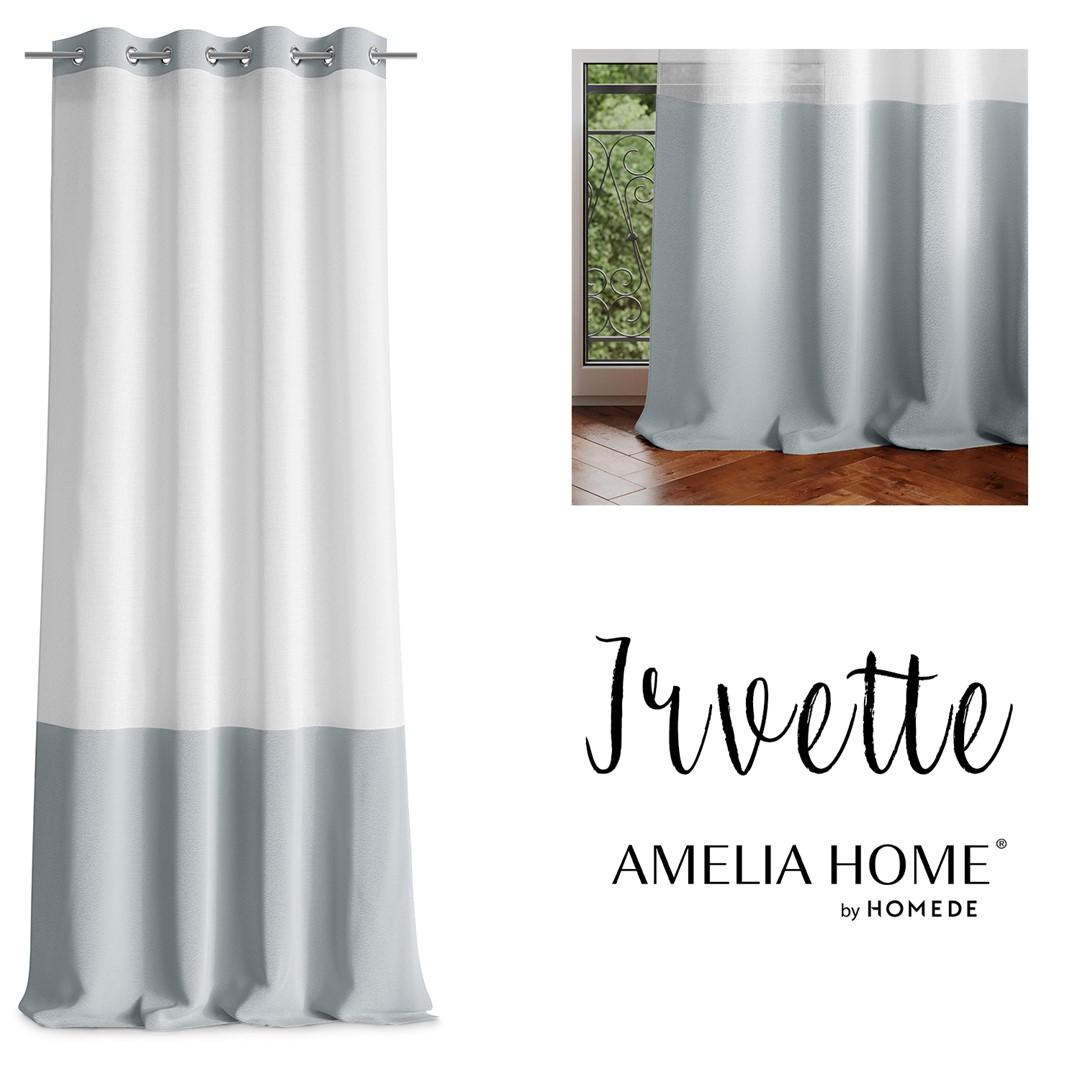 Gardin med øskner Amelia Home Irvette - hvid/grå, slørfløjl, 140×250 cm