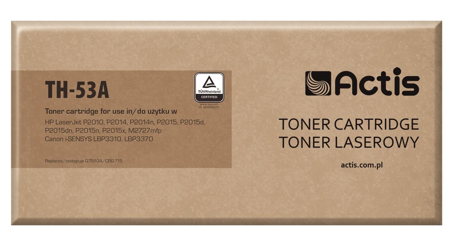 Tonerpatron sort Actis TH-53A – kompatibel med HP 53A Q7553A / Canon CRG-715, standard, 3.000 sider
