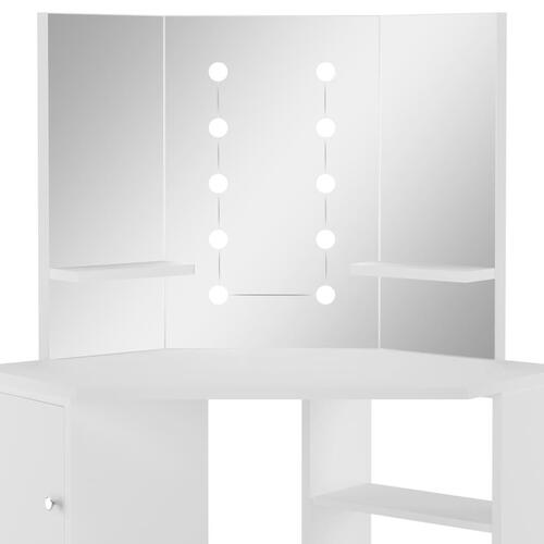 Toiletbord til hjørne med LED hvid