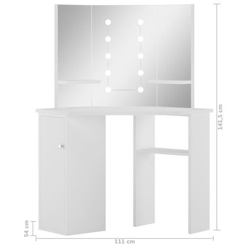 Toiletbord til hjørne med LED hvid