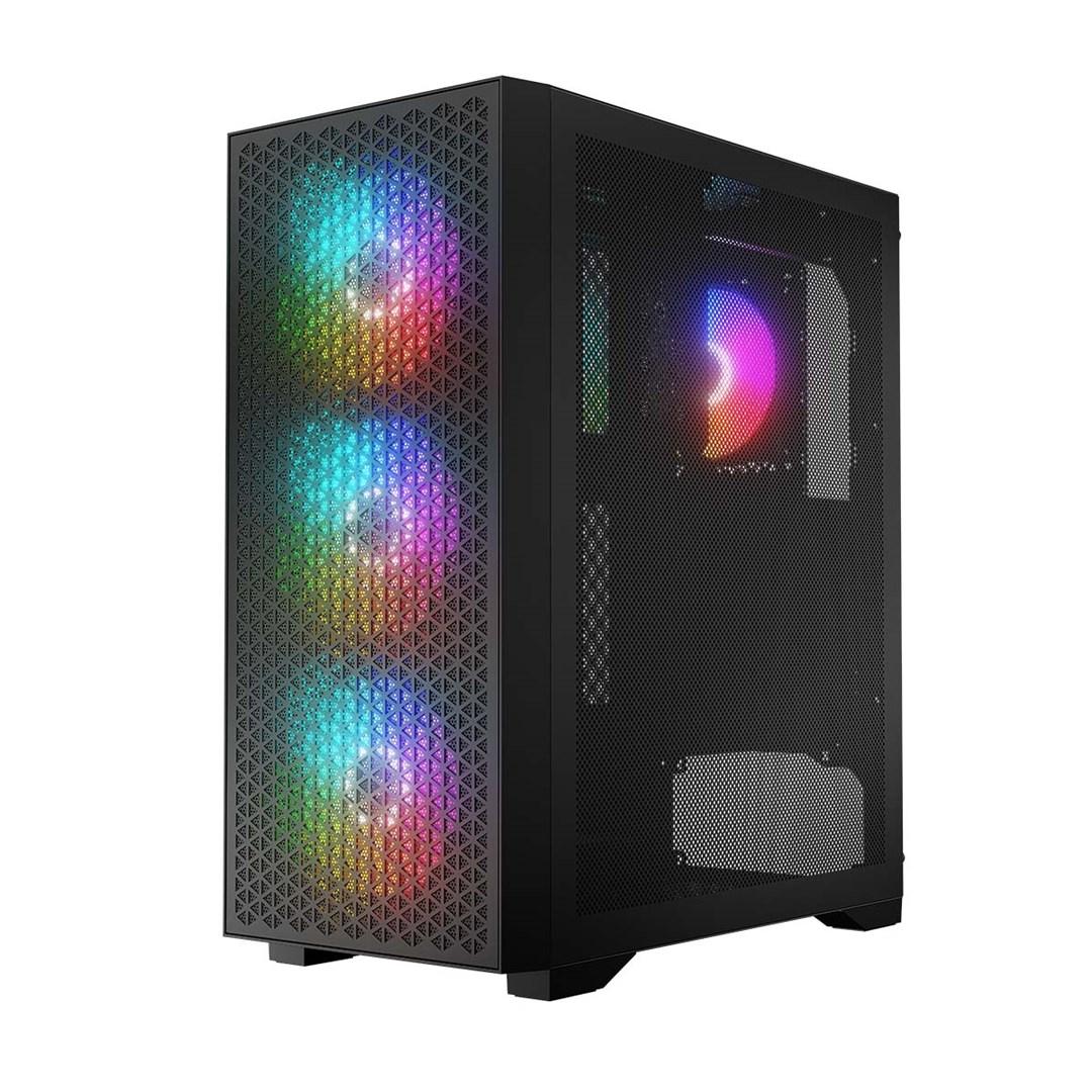 PC kabinet midi tower LOGIC DART PRO ARGB med USB-C - sort