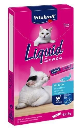 Kattesnacks Vitakraft Liquid Snack med laks - 6 × 15 g billede