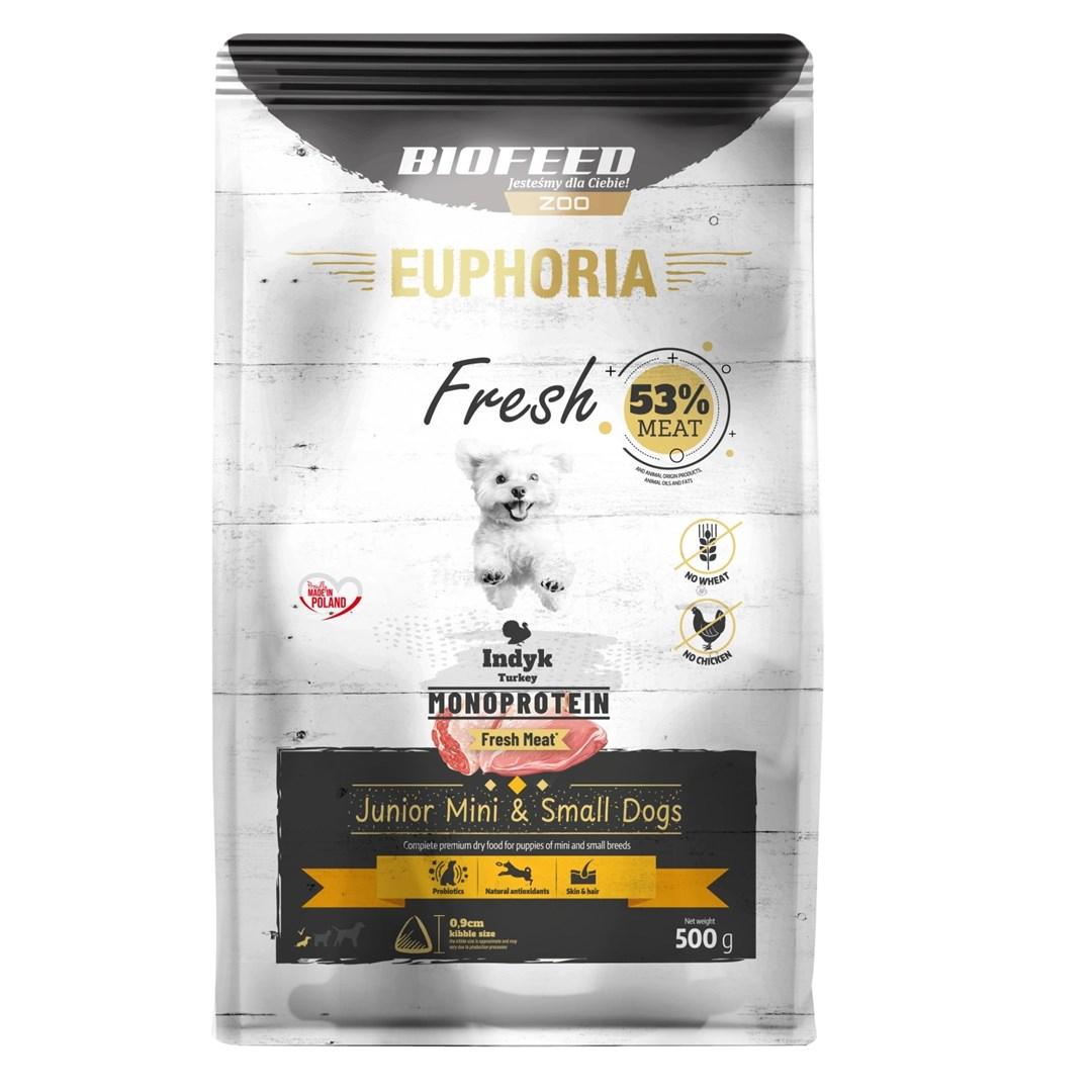 Hundefoder tørfoder BIOFEED Euphoria Fresh Junior Monoprotein kalkun XS/S 500 g