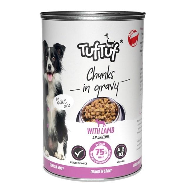 Hundefoder vådfoder med lam – TufTuf Meaty Chunks 1,25 kg