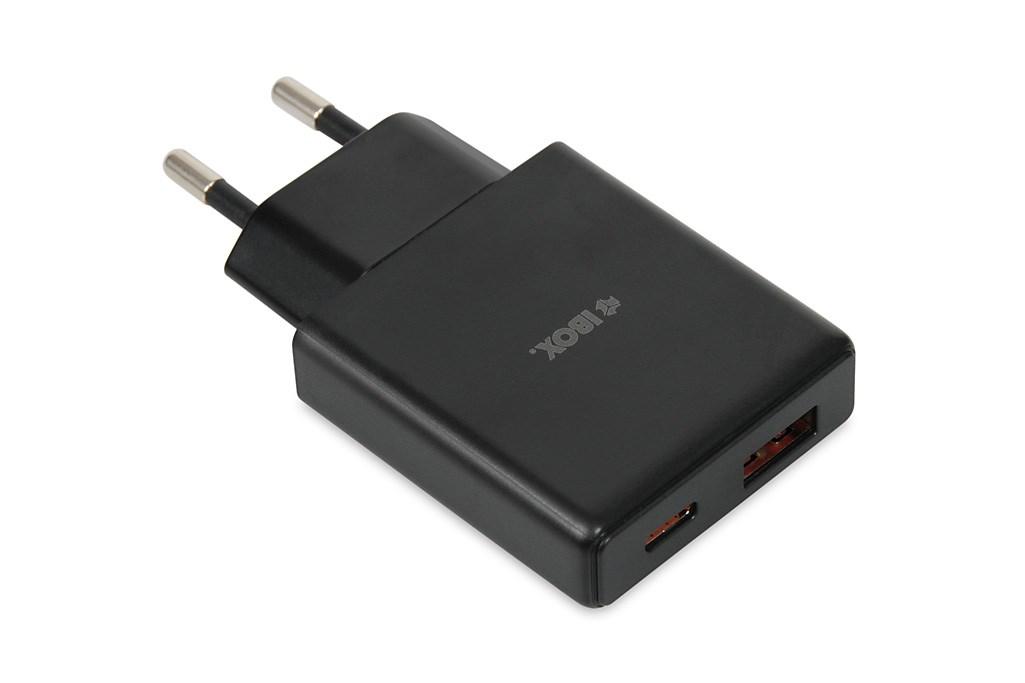 Vægoplader GaN PD 30W – iBox C-43, sort billede