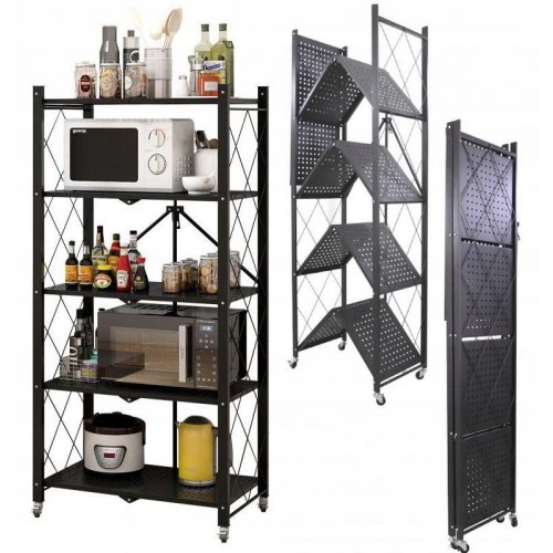 Reol på hjul i galvaniseret stål - Topeshop FS005, fritstående, 163×72×34 cm