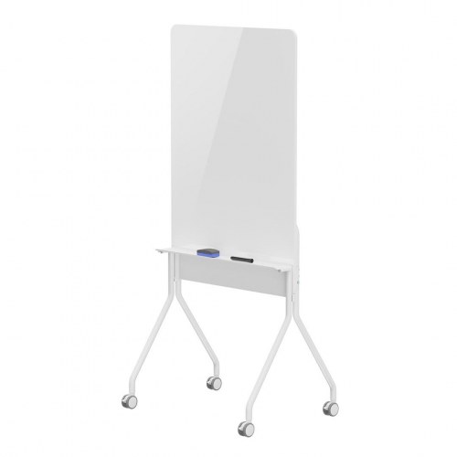 Whiteboard på hjul ergo office, lodret, hvid, enkeltsidet, med hylde, 119 × 79 cm