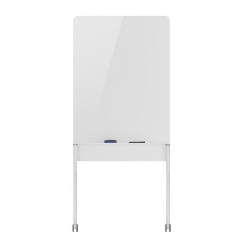 Whiteboard på hjul ergo office, lodret, hvid, enkeltsidet, med hylde, 119 × 79 cm
