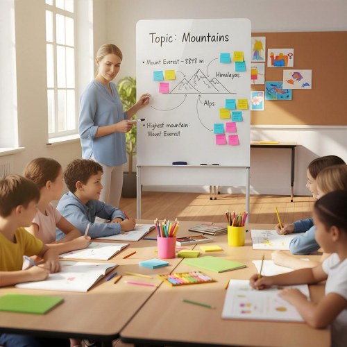 Whiteboard på hjul ergo office, lodret, hvid, enkeltsidet, med hylde, 119 × 79 cm