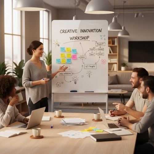 Whiteboard på hjul ergo office, lodret, hvid, enkeltsidet, med hylde, 119 × 79 cm