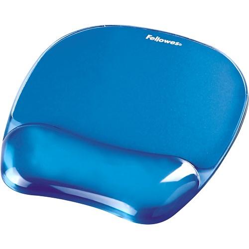 Musemåtte med håndledsstøtte - Fellowes Crystal gel, cyan billede