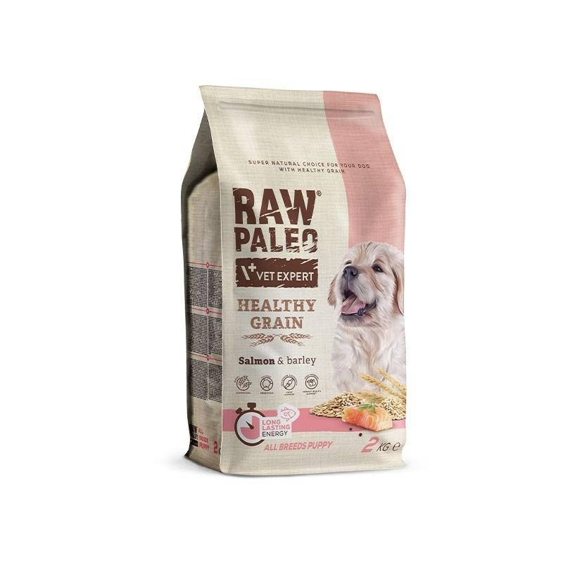 Hundefoder tørfoder – VetExpert Raw Paleo Healthy Grain Puppy, laks & byg, 2 kg