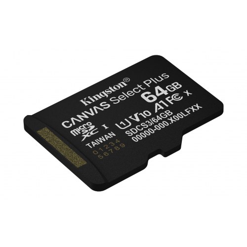 MicroSD-kort 64 GB – Kingston Canvas Select Plus Gen3 A1 100 MB/s inkl. SD-adapter