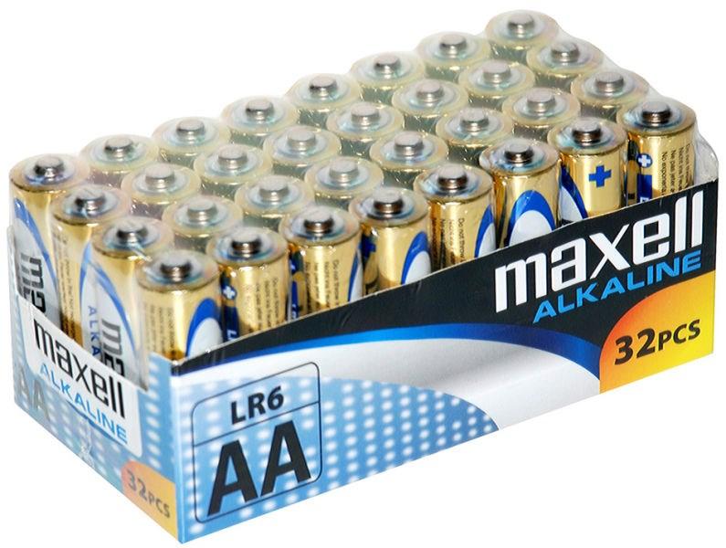 Batterier AA alkaline - Maxell LR6, 32 stk (8×4) billede