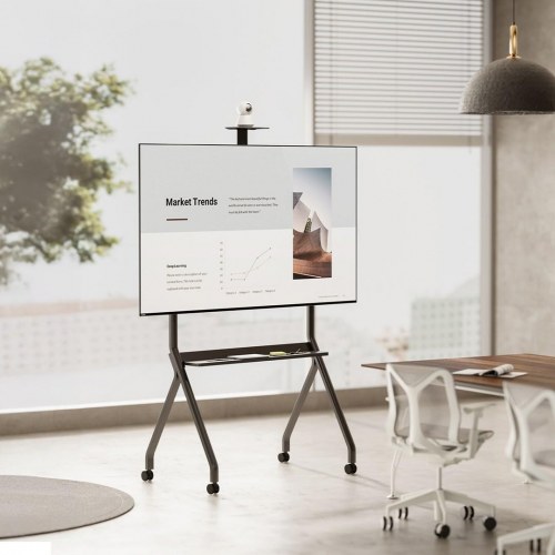 TV-vogn på hjul Maclean med kamerahylde, 55–100", max 120 kg, VESA op til 900×600, sort