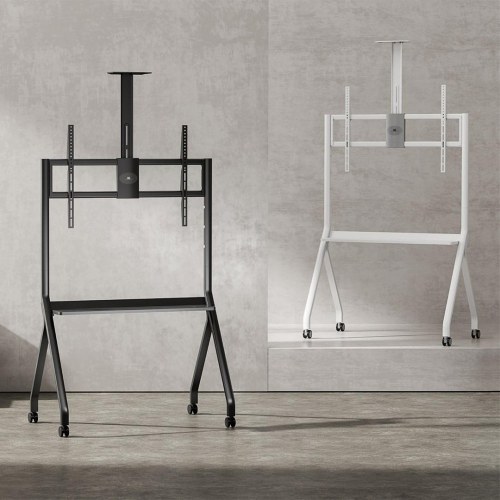 TV-vogn på hjul Maclean med kamerahylde, 55–100", max 120 kg, VESA op til 900×600, sort