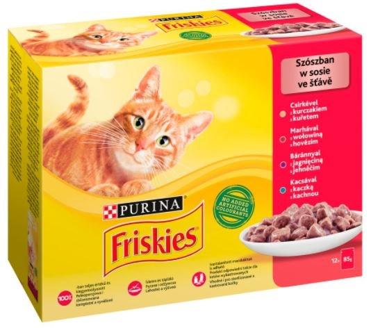 Vådfoder til kat - Purina Friskies Mix af kød, 12 x 85 g