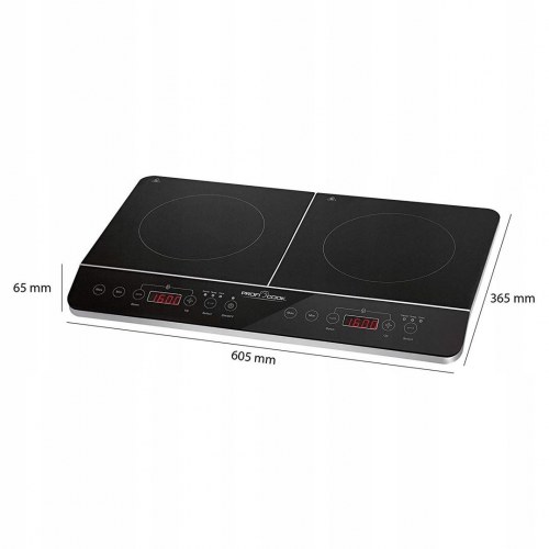 Induktionskogeplade med 2 zoner - ProfiCook PC-DKI 1067, 3.500 W, sort