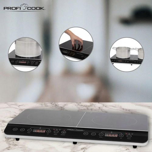 Induktionskogeplade med 2 zoner - ProfiCook PC-DKI 1067, 3.500 W, sort
