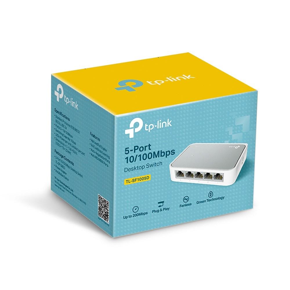 Netværksswitch TP-Link TL-SF1005D, 5-porte Fast Ethernet 10/100, hvid billede
