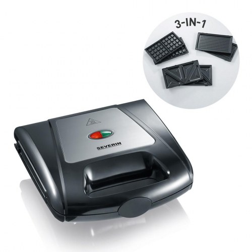 Vaffeljern og sandwichgrill – SEVERIN SA2968, 1.000 W, sort/krom