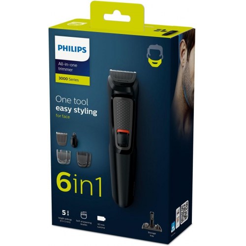 Skæg- og hårtrimmer Philips Multigroom Series 3000 MG3711/15, sort, NiMH