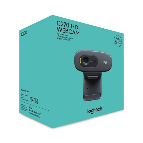 Webcam Logitech C270 HD – mørkegrå, USB