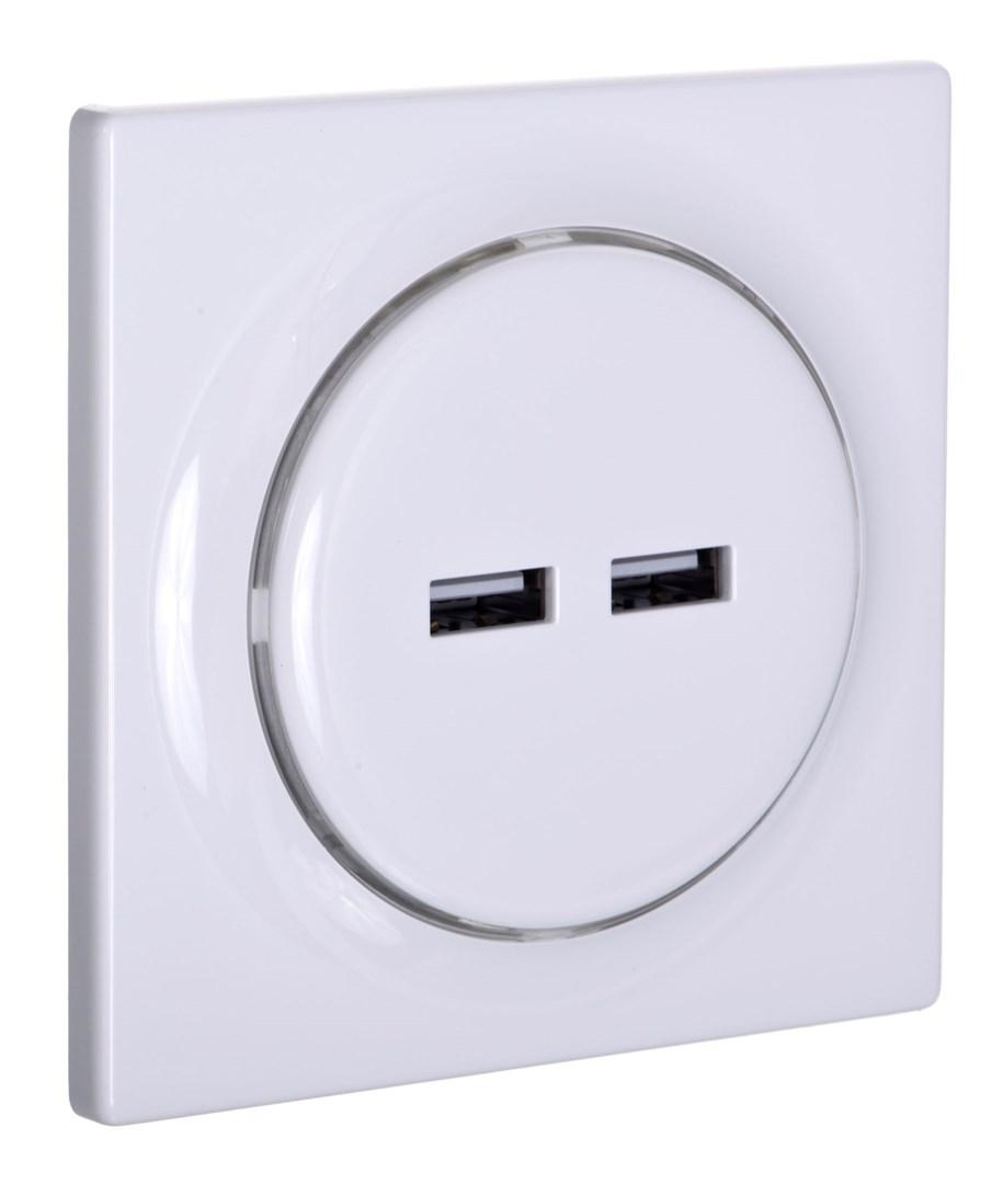 USB vægudtag 2x USB - FIBARO Walli N, hvid