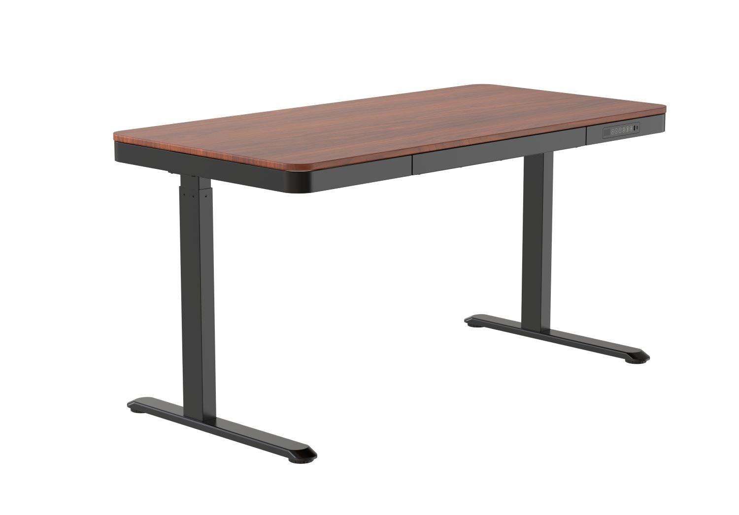 Activejet -skrivebord med elektrisk højdejustering 140x70 ET119W-C sort/valnød, Sort, Valnød, 45 kg, 725 - 1225 mm, Træ, Rektangulær form, Stål