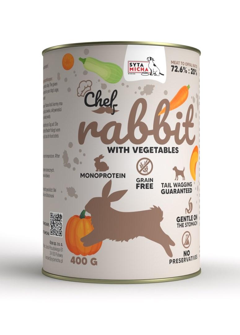 Hundefoder vådfoder – SYTA MICHA Chef kanin med grøntsager, 400 g