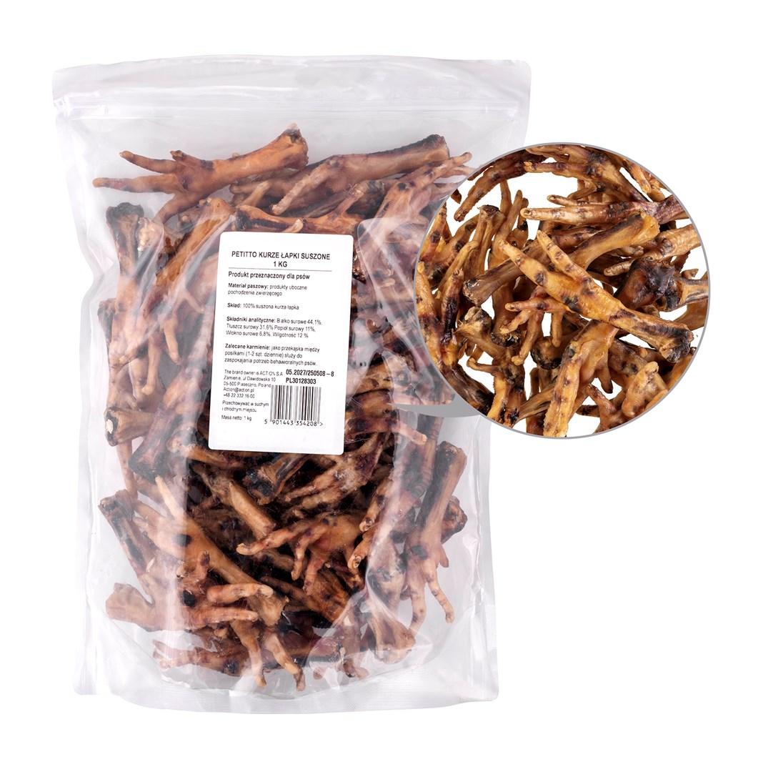 Hunde godbidder - PETITTO tørrede kyllingefødder 1 kg