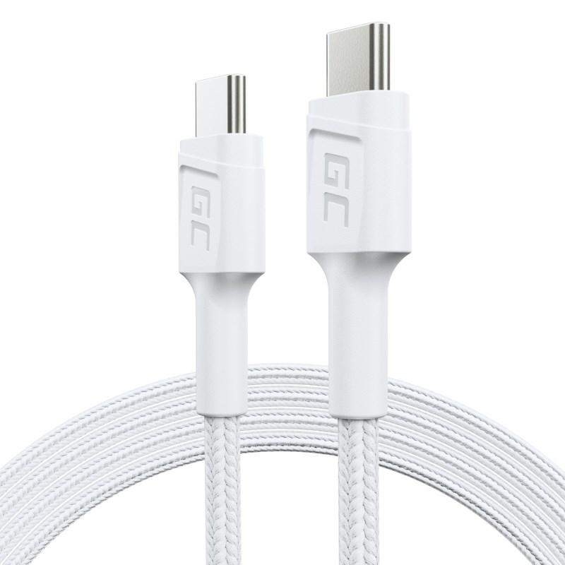 USB-C kabel 1,2 m - Green Cell, USB 3.2 Gen 1, 60 W, hvid billede