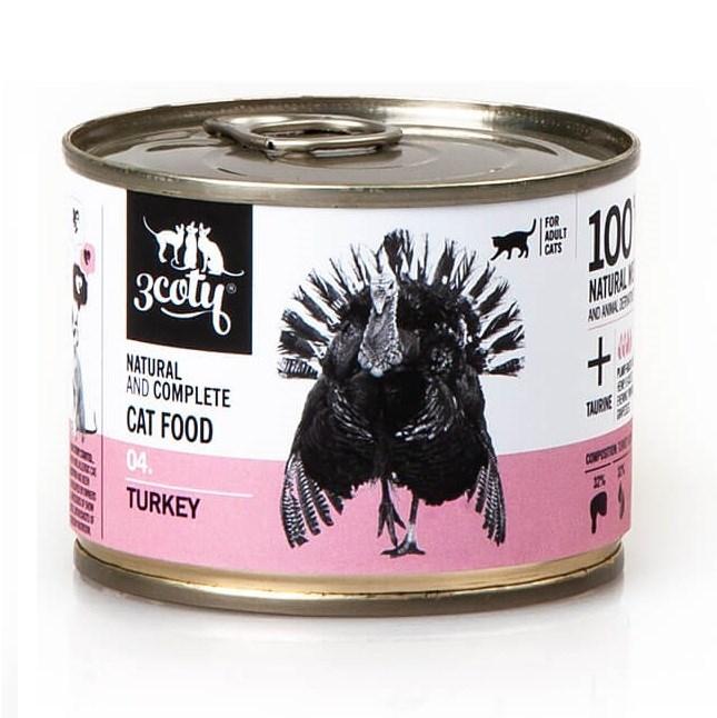 Vådfoder til kat – 3coty 04 Kalkun, 180 g