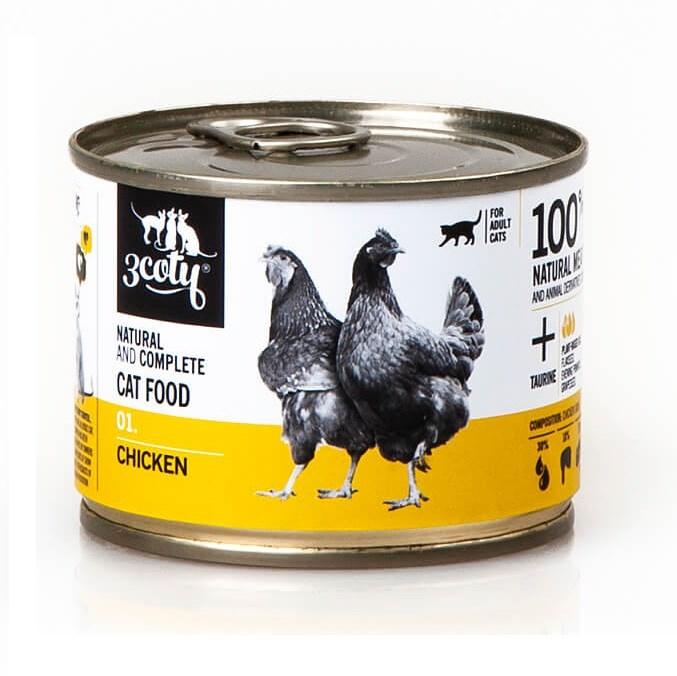 Vådfoder til kat – 3coty 01 Kylling, 180 g