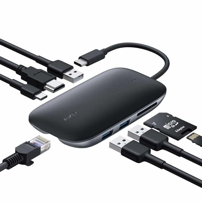 USB-C hub AUKEY CB-C71 - 5.000 Mbit/s, sort billede