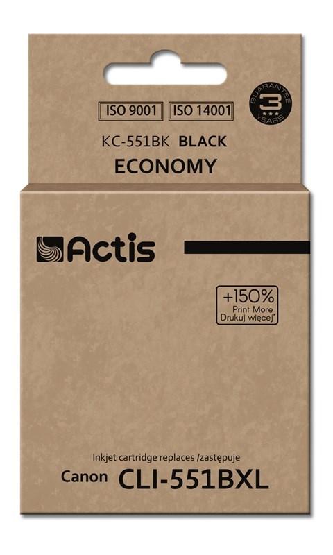 Blækpatron til printer – Actis KC-551Bk, sort, 12 ml (erstatter Canon CLI-551BK) billede