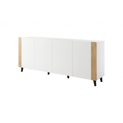 Skænk Cama MEBLE FARO 200×42×82 cm – hvid mat og eg craft