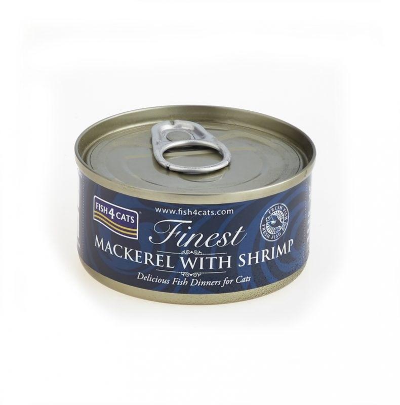 Vådfoder til kat – FISH4DOGS Mackerel with Shrimp 70 g billede