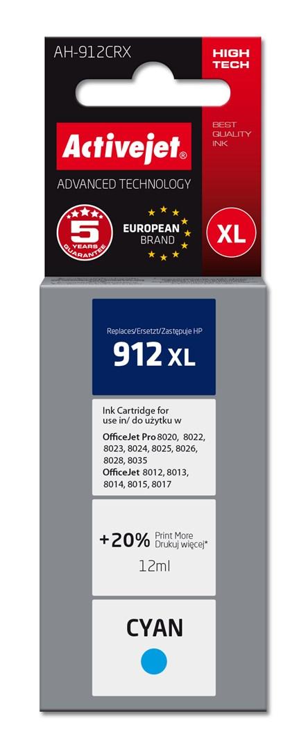 BlÃ¦kpatron HP 912XL cyan - Activejet Premium (kompatibel, 12 ml, ca. 990 sider)