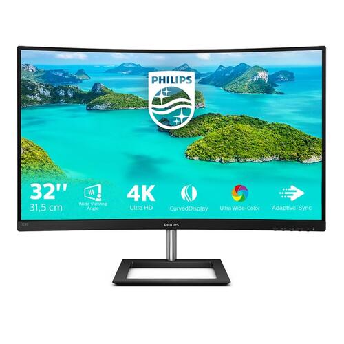 Skærm 32" Philips E Line 4K UHD buet VA (328E1CA), sort