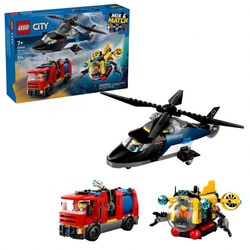 LEGO City helikopter, brandbil og ubåd Remix (60462)