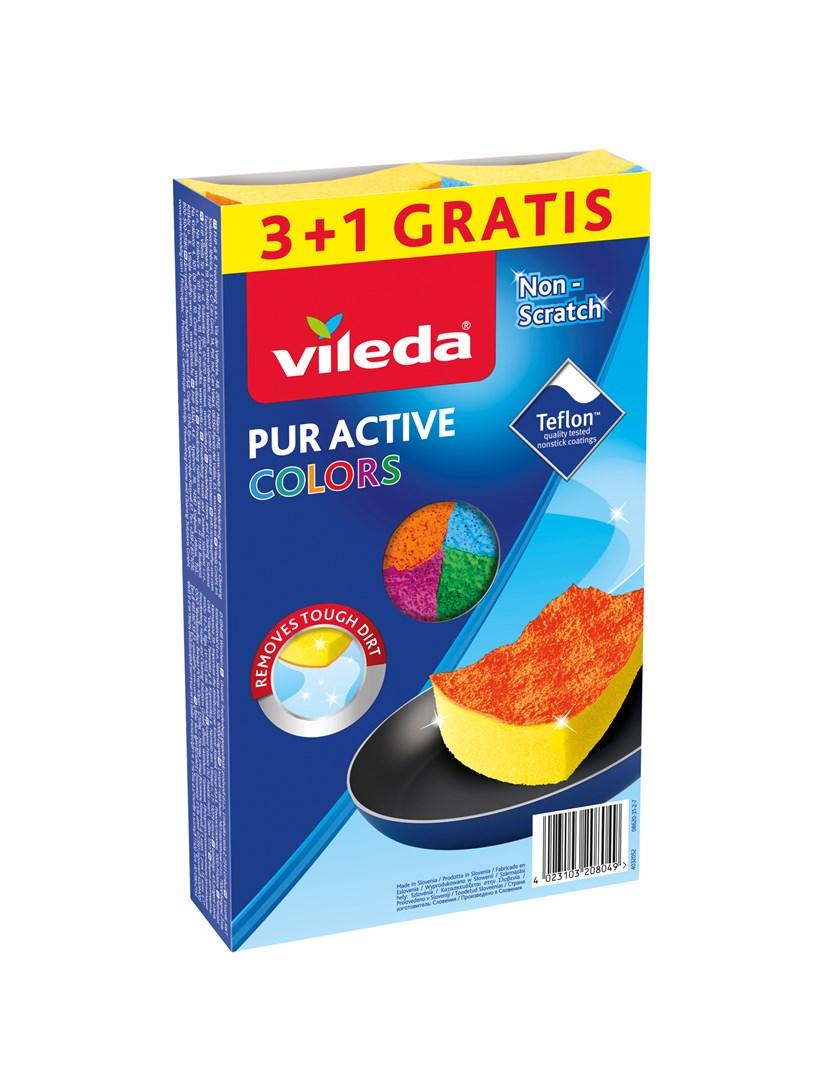 Opvaskesvampe Vileda Pur Active Colors - 4 stk. billede