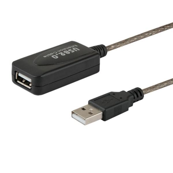 USB forlænger kabel 10 m – Savio CL-130, aktiv USB 2.0, han til hun, sort billede